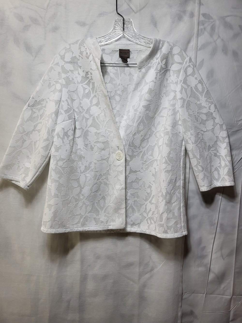 Chico's Easywear White Openwork Knit Jacket - Picture 2 of 6